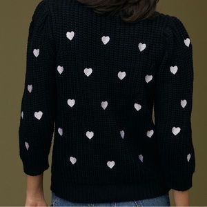 Anthropologie black and white heart sweater. Size M.